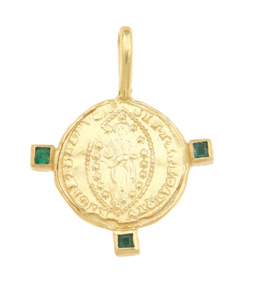 Byzantine Mandorle Medallion with Three Emeralds