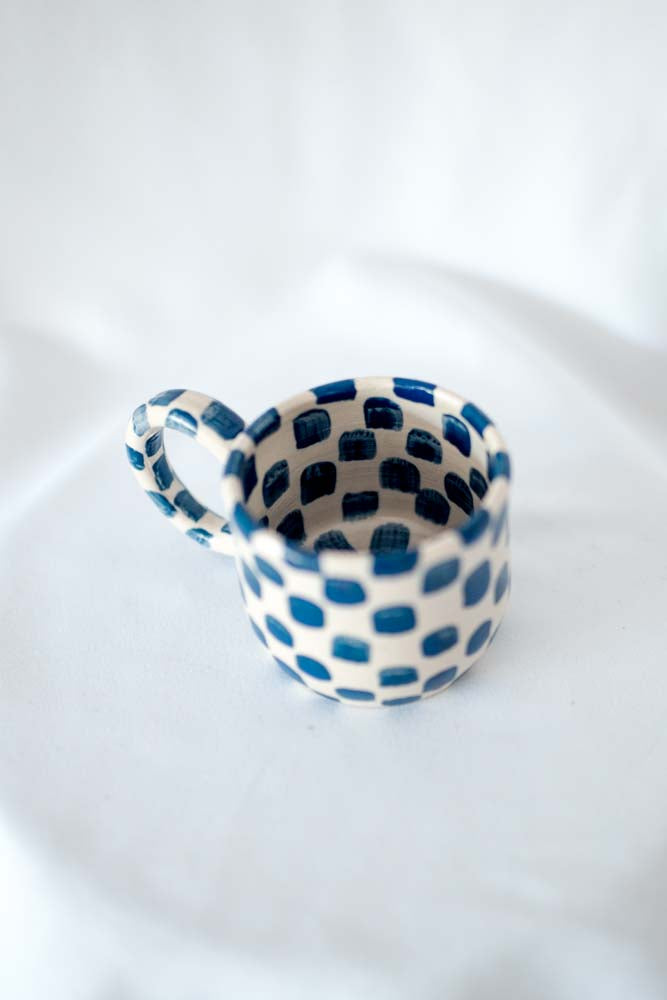 Espresso Cup - indigo checkered 4oz