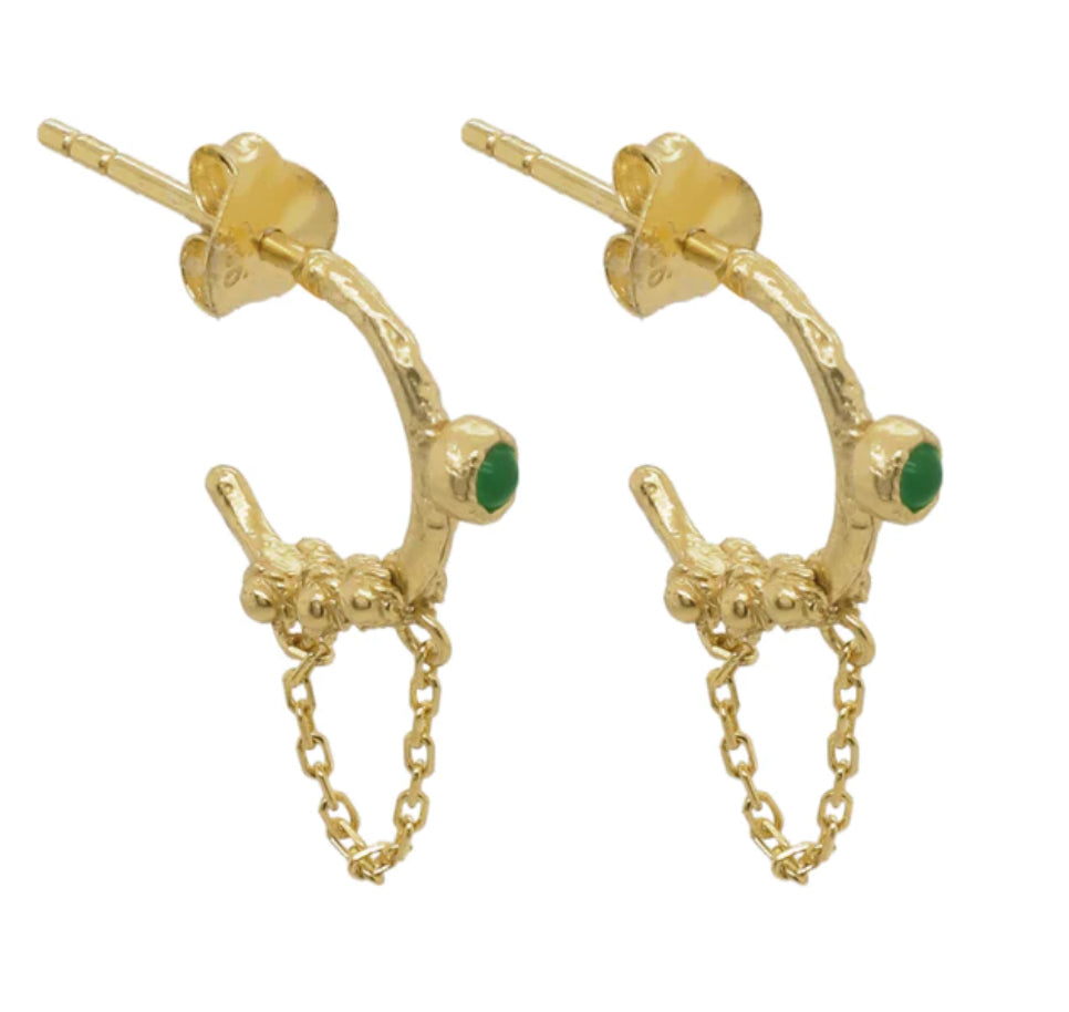 Urraca Earrings with Jade-18k Gold Plated