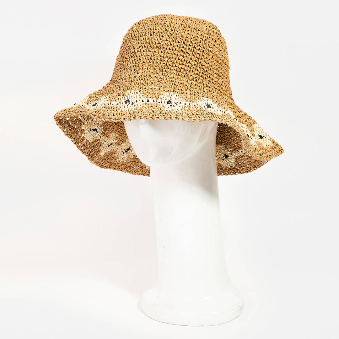 Flower Brim Straw Bucket Hat