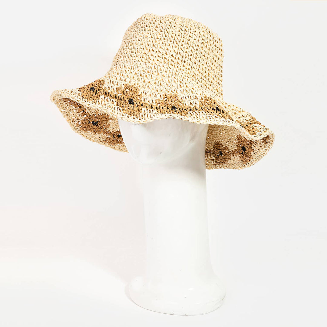 Flower Brim Straw Bucket Hat