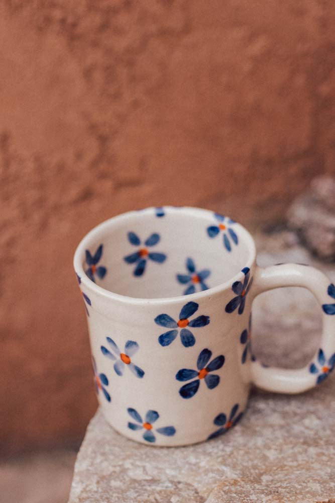 Coffee Mug - indigo daisies 8oz