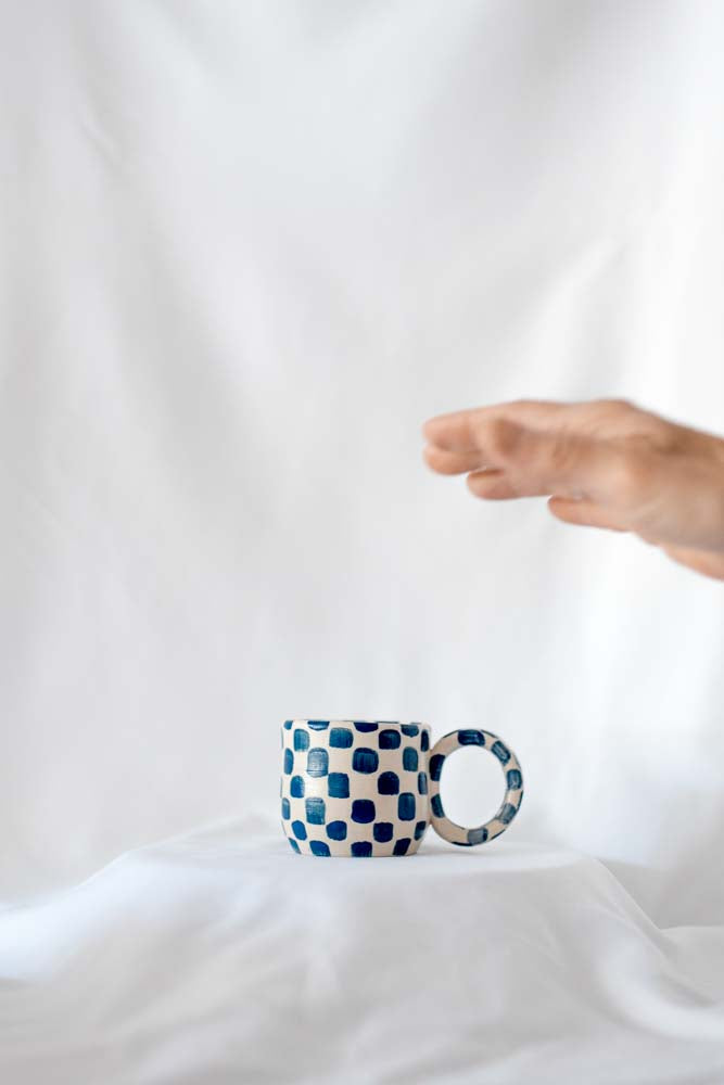 Espresso Cup - indigo checkered 4oz