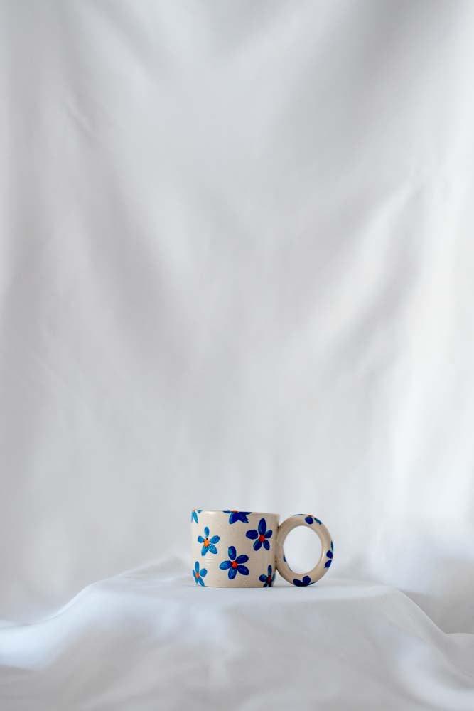 Espresso Cup - indigo daisies 4oz